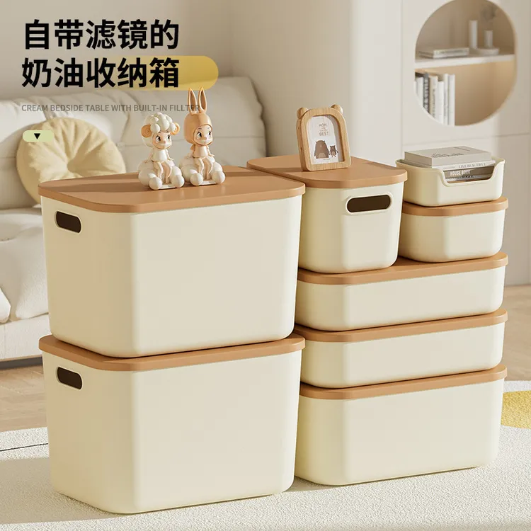 玩具带盖收纳箱加厚零食化妆品整理箱家用大号衣物裤子衣服收纳