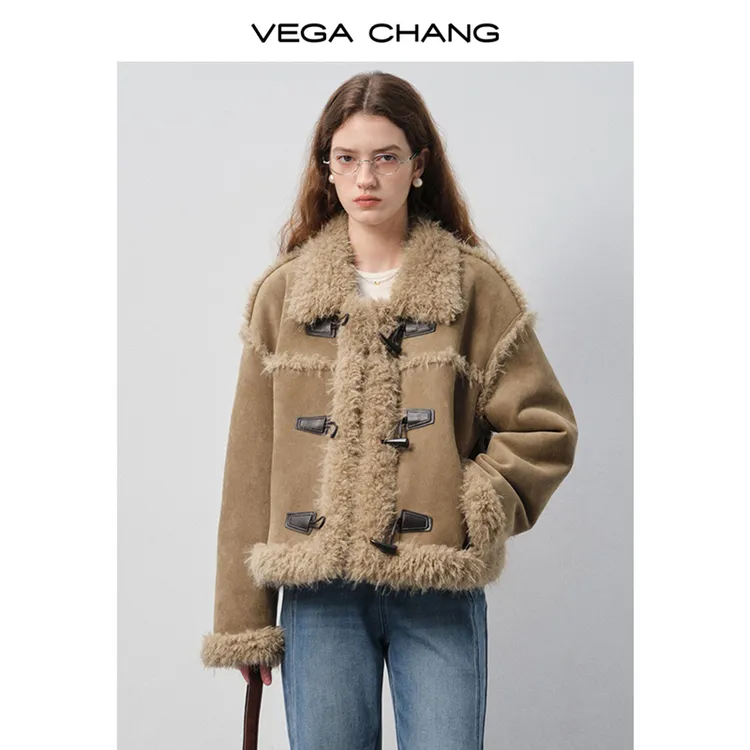  VEGACHANG【驼绒复扣】短外套女2025新款秋季宽松时尚夹克0041JJ