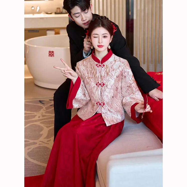 酒服新娘女2025新款订婚秀禾服结婚新中式婚服大尺码胖mm礼服宽松