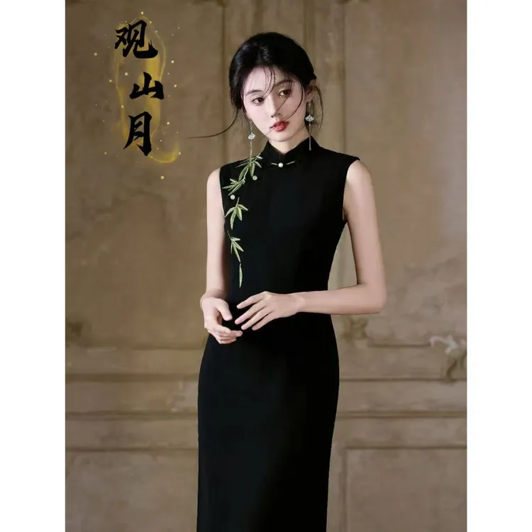 观山月【映竹】新款显瘦高级气质旗袍裙（衣长120）S-3XL