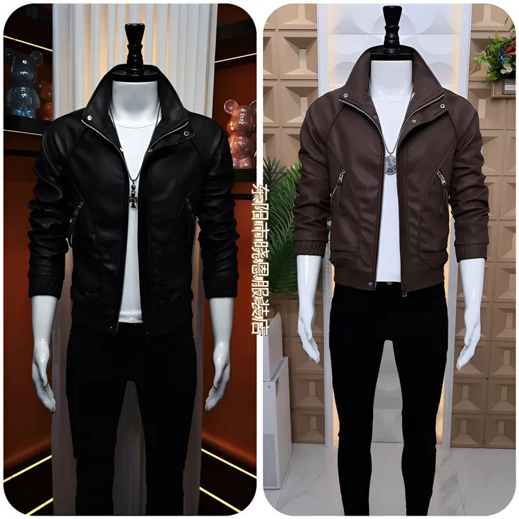 秋冬厚款男士皮衣外套韩版休闲时尚痞帅软皮皮夹克男外套个性百搭