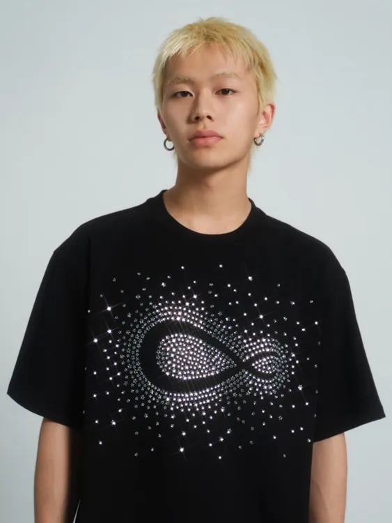 EPNY满天星烫钻短袖T恤潮流美式休闲情侣款圆领半袖上衣