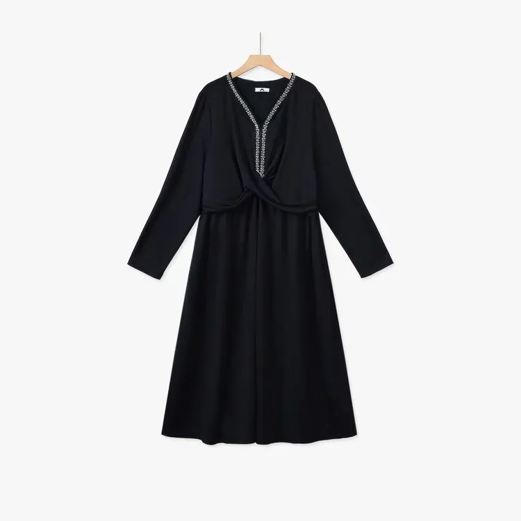 300斤加大码女装300斤胖MM时尚设计感修身显瘦中长款连衣裙