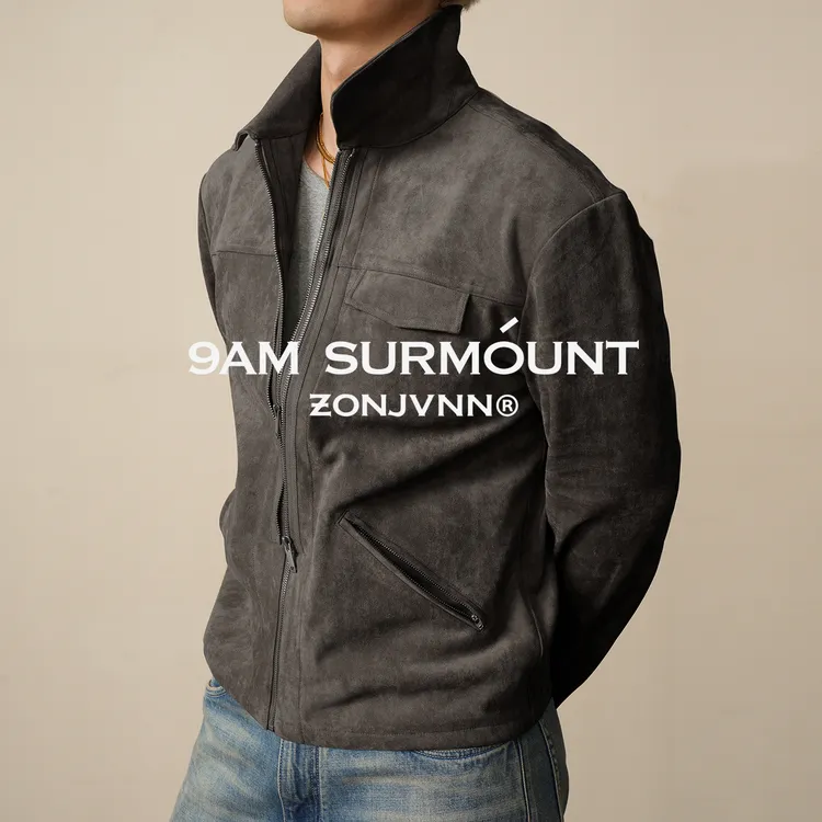ZONJVNN麂皮绒外套长袖拉链翻领秋季夹克休闲男士秋冬百搭