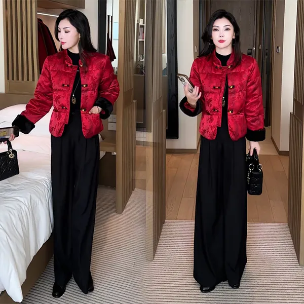 【有运费险】冬季新款新中式穿搭时尚气质国风提花加绒短外套159