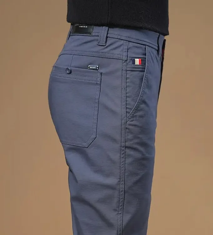 九牧王男裤休闲裤男士夏季薄款修身直筒百搭商务休闲弹力长裤男裤