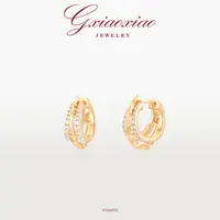 G XIAOXIAO 镀K金 轻奢气质高级设计款三圈耳环 F20H59