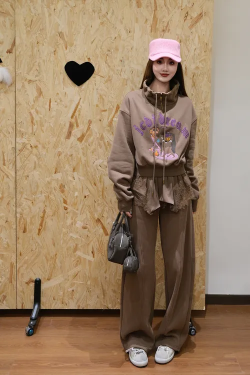 「YJXD」秋冬复古童趣手绘图案系列晚宴贵族猫套头卫衣休闲上衣连帽