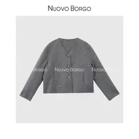 Nuovo Borgo 100%绵羊毛双面呢小香风短外套秋冬气质V领上衣 3068