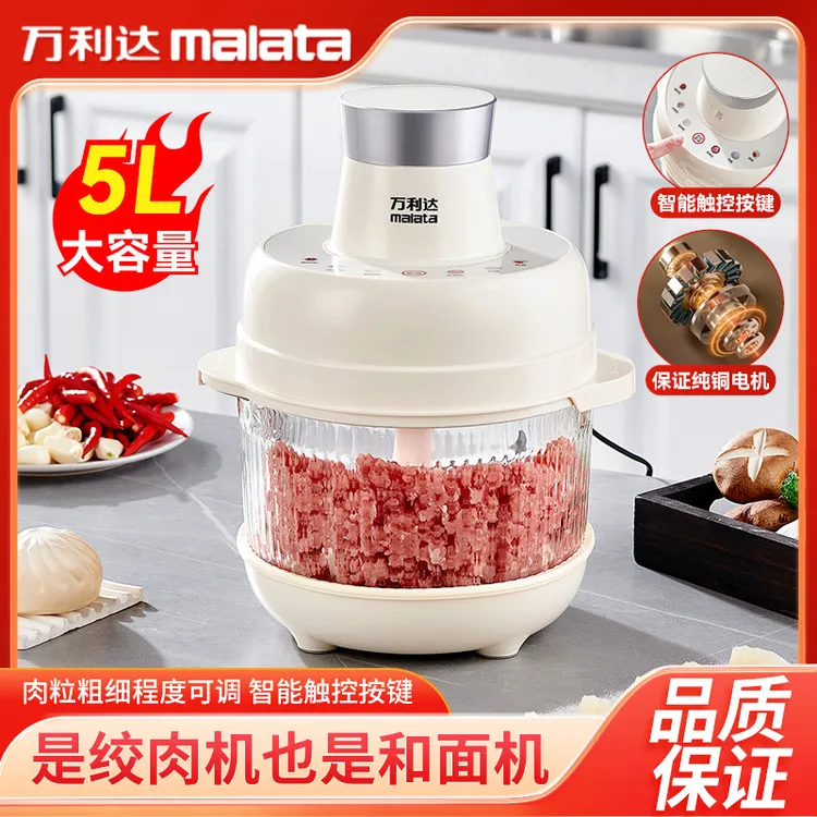 5升大容量玻璃绞肉机多功能家用碎肉和面机智能触控料理机