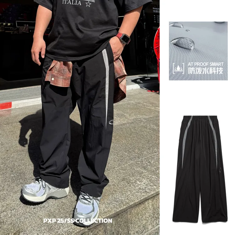 【巴J夏款伞兵裤】新款长裤男装微胖潮牌胖子松紧腰大码男装81211