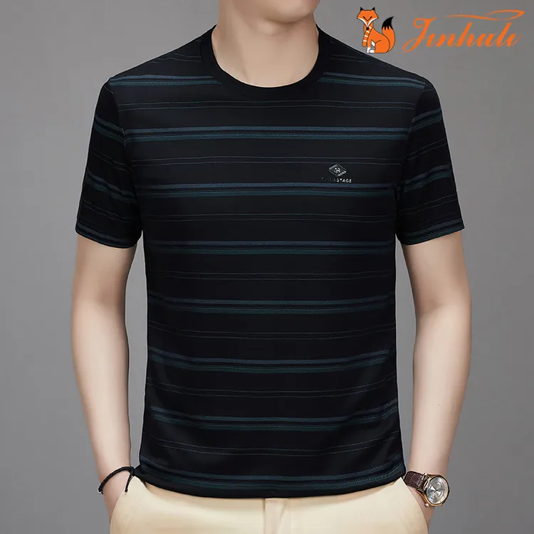 【冰丝条纹】品牌男士夏季舒适冰爽凉快圆领短袖T恤