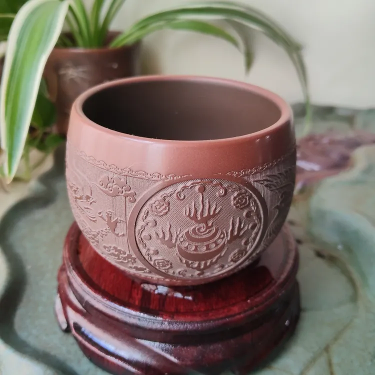 坭兴陶“龙凤”主人杯，150ml，高端大气