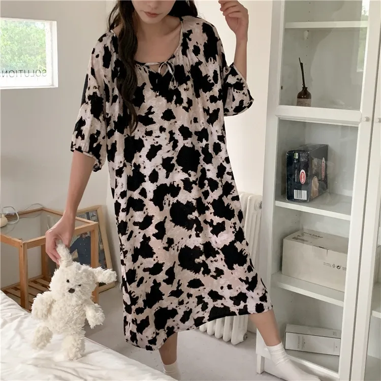 2025年睡裙女夏薄款棉绸连衣裙可外穿韩版ins高级感中长款家居服