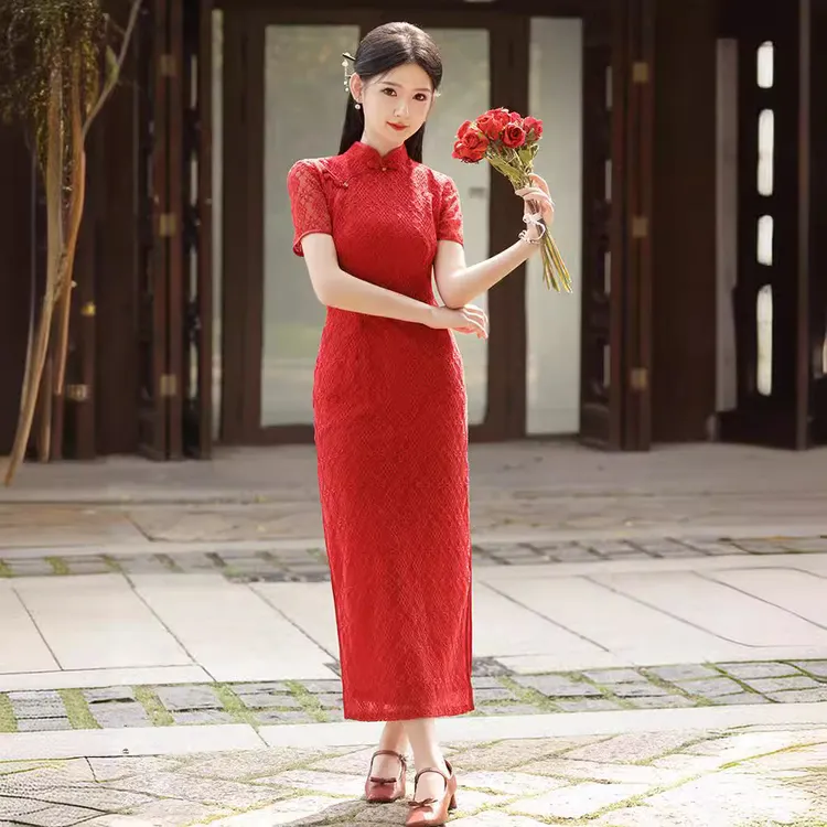 红色改良新中式新娘旗袍敬酒服结婚新款年轻款订婚礼服裙夏季