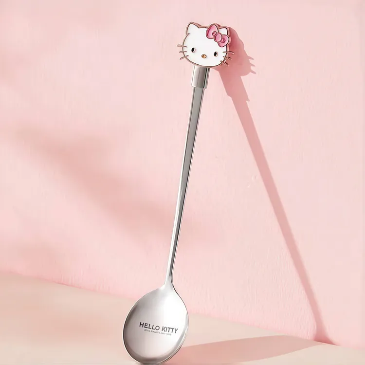 kitty不锈钢勺子可爱卡通凯特猫水果甜品吃饭调羹家用高颜值汤勺