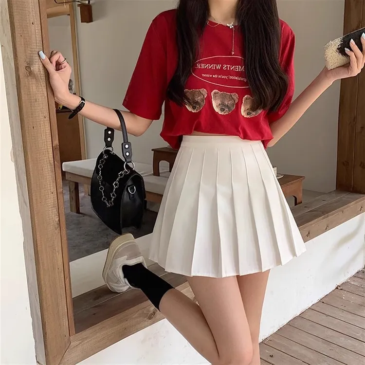 小个子白色百褶裙女高腰夏季2022新款松紧腰胖mm显瘦大码a字短裙