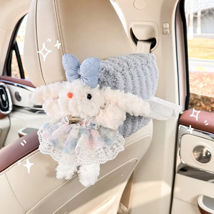 车载纸巾盒可爱卡通车用多功能挂式纸巾抽网红公仔汽车纸巾袋批发