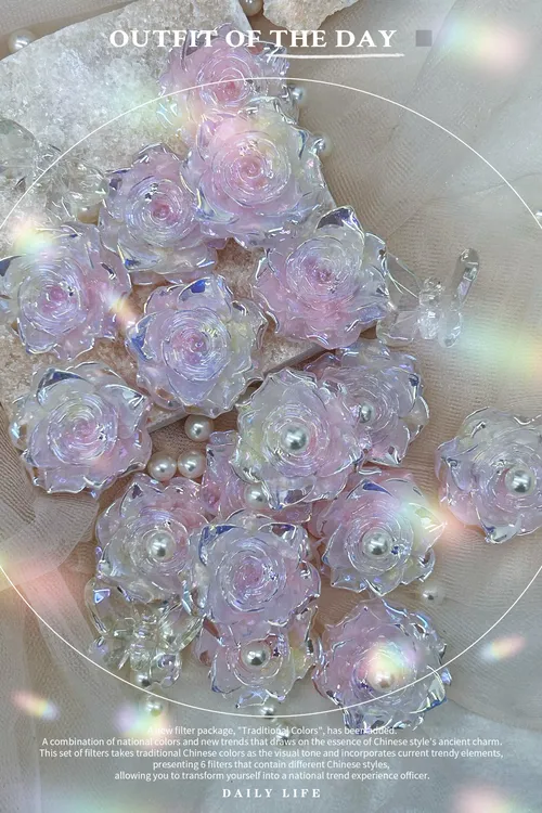 鲸鱼首发【星云之花好月圆】 卡35UV镀定制款树脂美甲配饰手工DIY