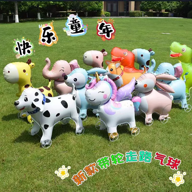 【10个装】加厚尼龙材质新款走路动物轮子卡通动物儿童玩具街卖摆摊