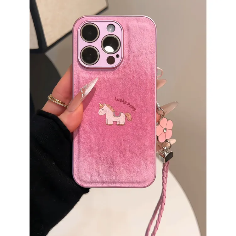 油画小马适用苹果17p手机壳16pm金属皮纹防摔华为p80荣耀小米15女