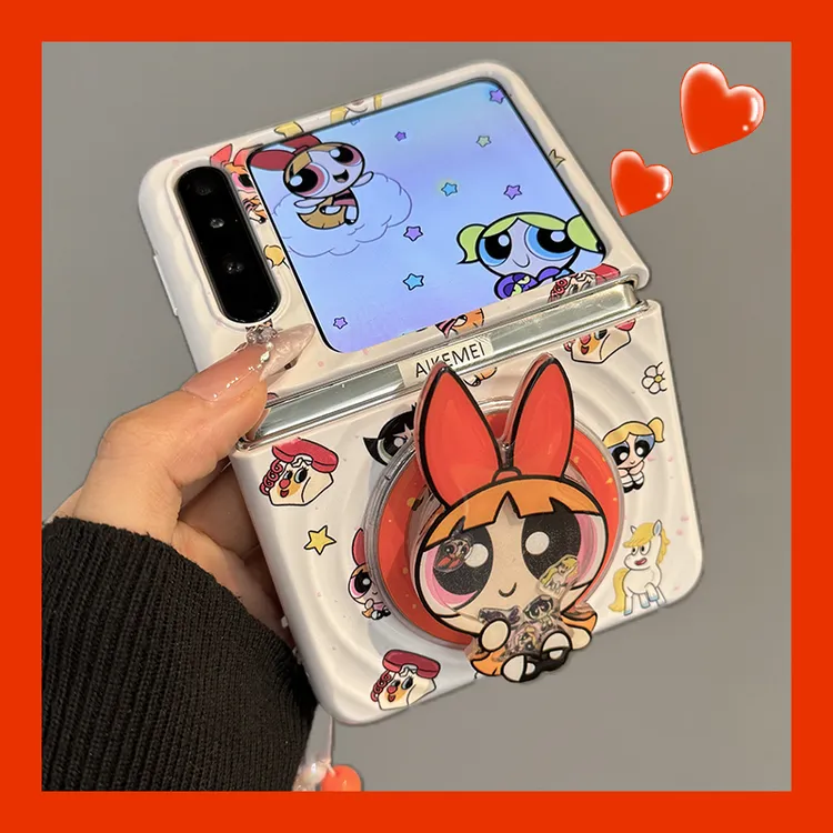 适用华为purax折叠屏手机壳卡通飞天小女警Pocket2摇摇乐磁吸支架