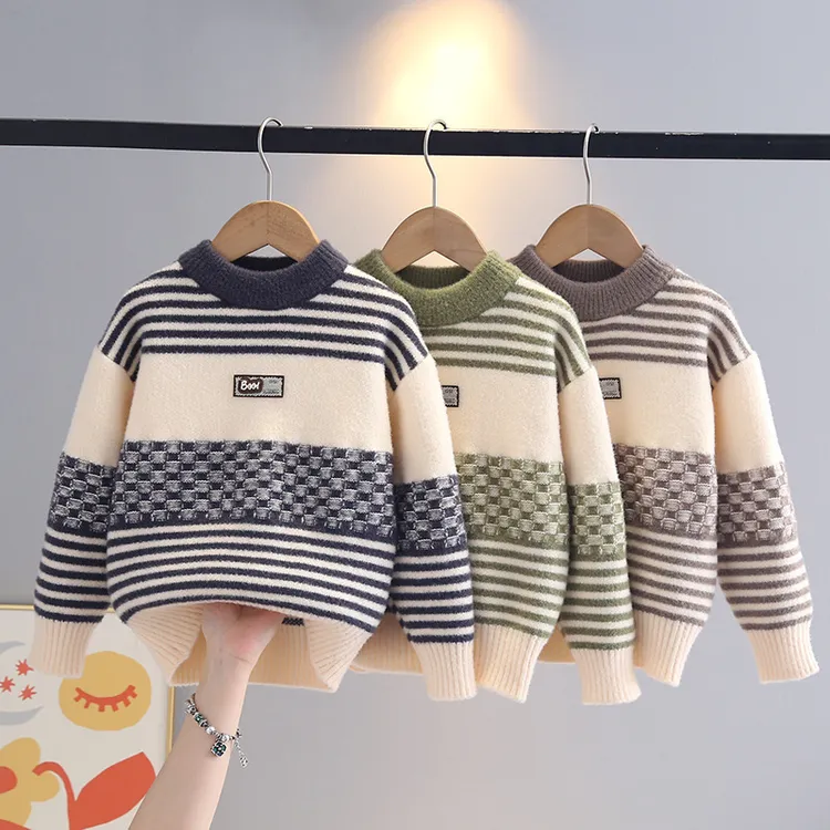童泰【断码】男童冬季毛衣2025秋冬新款韩国绒洋气加绒加厚中大童打
