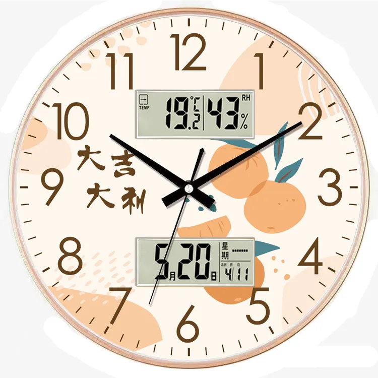 大吉大利小清新客厅挂墙卧室静音扫描挂表北欧风创意个性日历时钟商品图