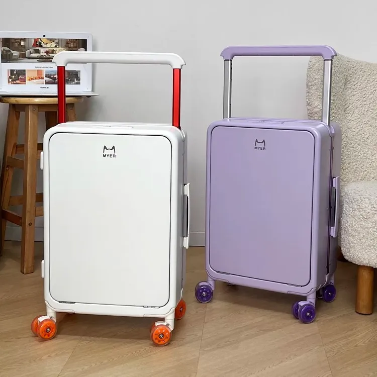 MYER新款前开盖行李箱20寸高品质登机箱男女20寸果冻轮静音拉杆箱
