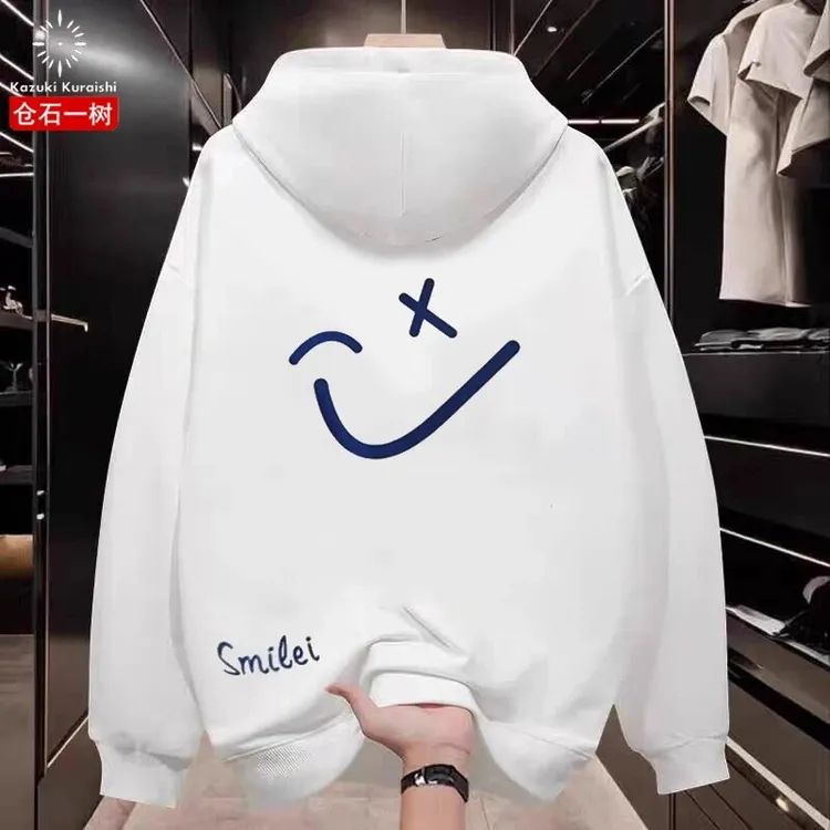 仓石一树休闲连帽卫衣男士春秋冬季宽松百搭情侣外套上衣潮流帽衫