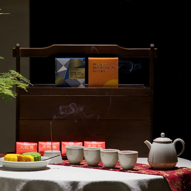 和容悦色木盒月饼陶瓷功夫茶具礼盒礼品中秋茶礼套装商务领导送礼