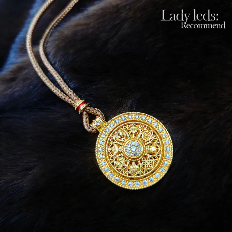 铜合金项链 XL007 【八宝罗盘】国风轻奢旋转鎏金坠链锁骨链项链