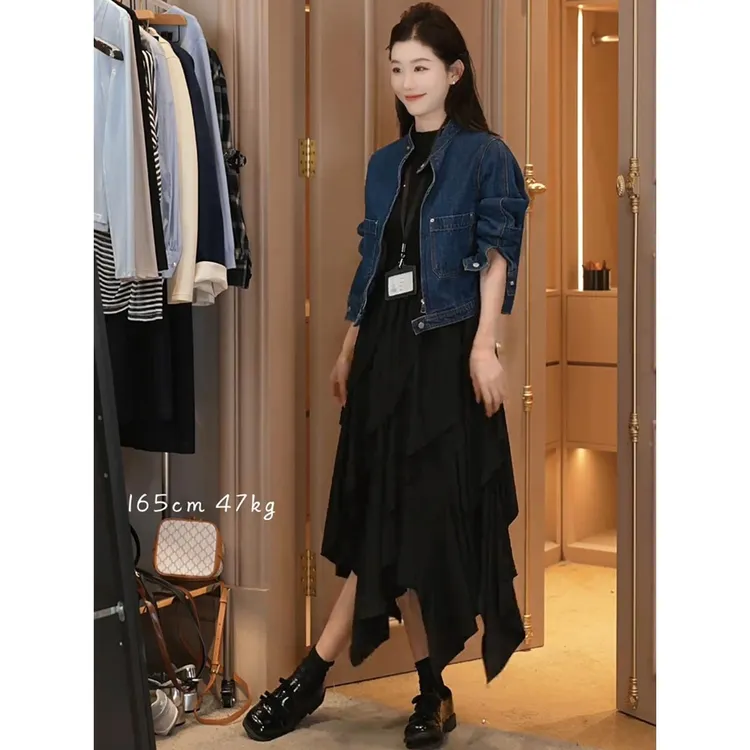 港风覆古短款牛仔外套女2025秋季新款高级感宽松休闲小个子夹克潮