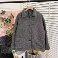 通勤百搭「翻领宽松系扣」中长休闲外套女E6337