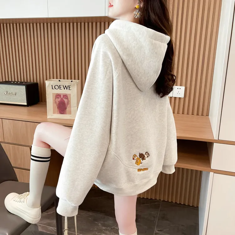 连帽卫衣女2025新款秋冬韩版宽松大码加绒加厚初中生日系可爱外套