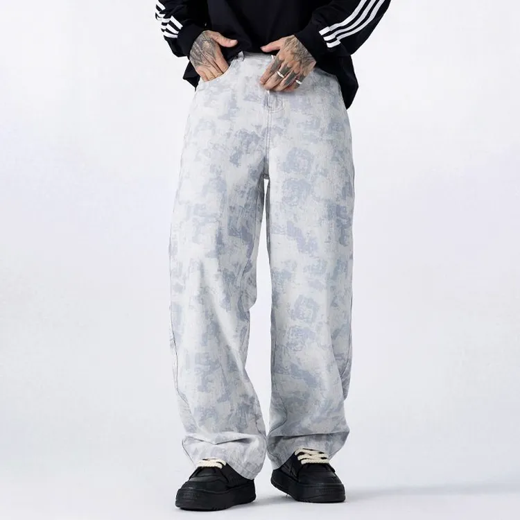 S-YFS C205秋季新款美式扎染直筒牛仔裤男款帅气有型潮流百搭经典