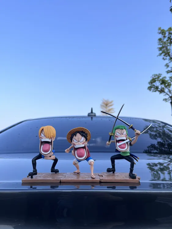 车载海贼王饥饿三人组摆件车载车内手办摆件模型个性潮玩礼物