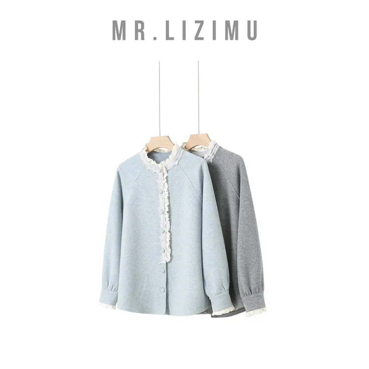 李子木先生法式优雅花边领蕾丝拼接卫衣女款爆款2025新款洋气上衣