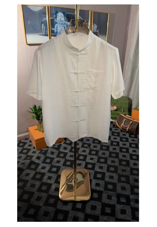 【夏盘扣】新中式百搭复古盘扣轻奢商务男款高端对开短袖1862-5