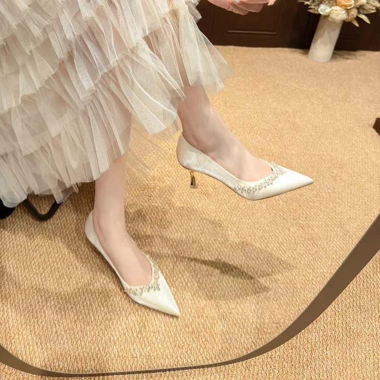 【池美】高级婚鞋女2025新款配婚纱礼服订婚结婚高跟鞋舒服不累脚