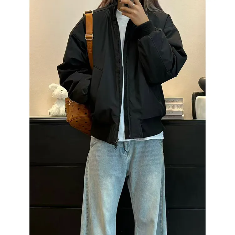 美式bomber飞行员棉服外套男冬季cleanfit短款夹克潮牌夹棉棒球服