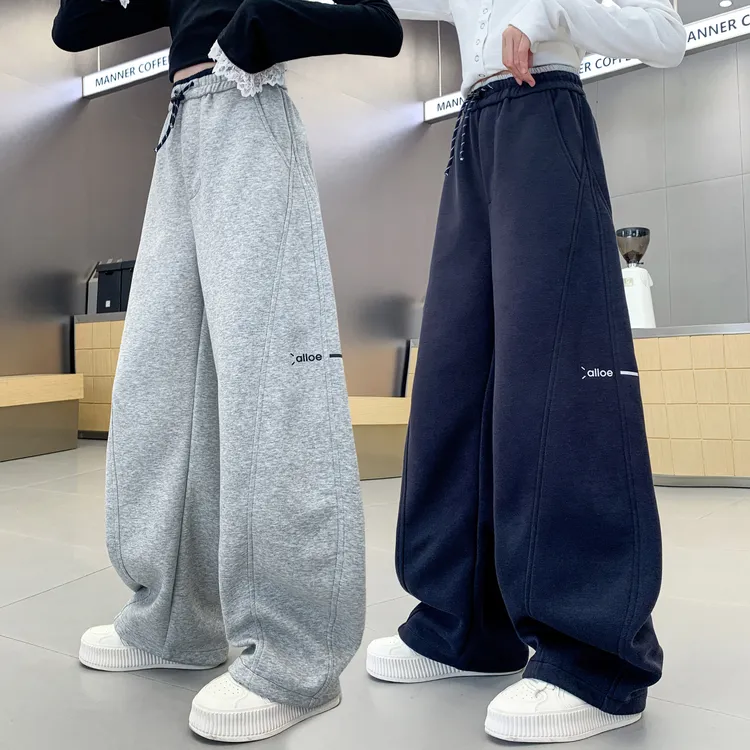 儿童秋装2025年大女童装裤子春秋款运动卫裤秋季6-12岁阔腿直筒裤