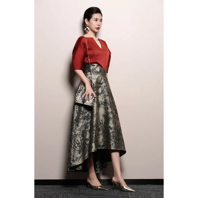 芈莱尤优——新款不规则水墨画伞裙H24-7231-7
