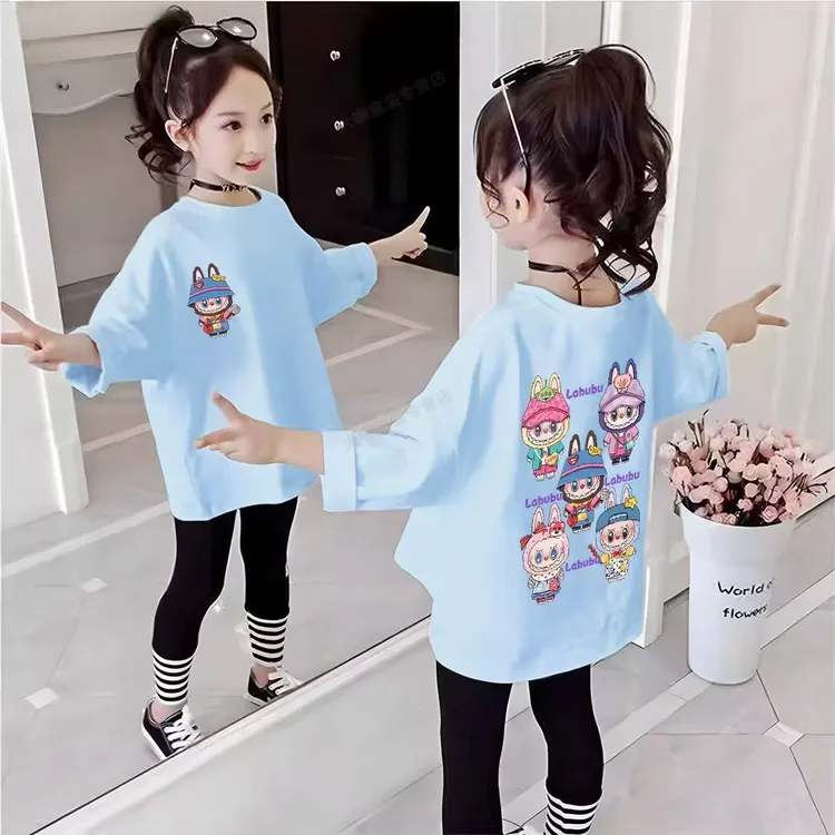 女童春秋长袖T恤2025新款潮流拉布布时髦上衣宝宝纯棉洋气打底衫t