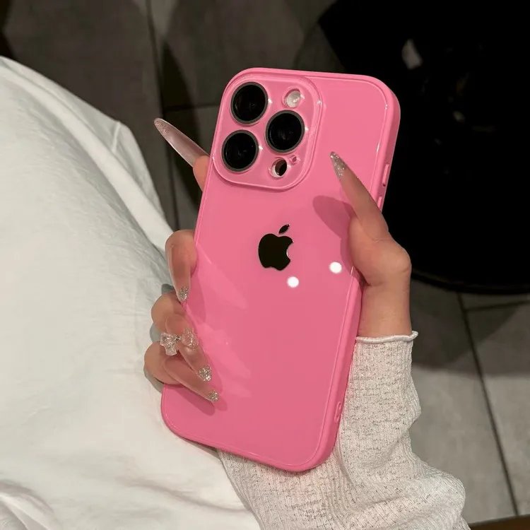 高级简约钢化玻璃适用苹果16promax手机壳iPhone15全包14新款13女