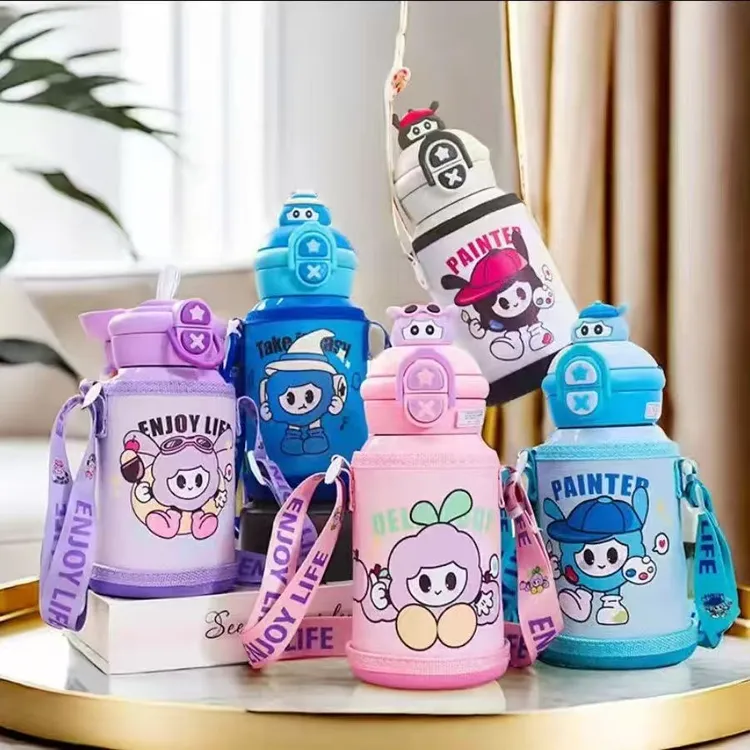 【316不锈钢】儿童卡通公仔保温杯一盖双饮500毫升带杯套学生保温杯