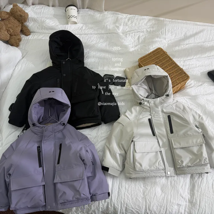 儿童冬季加厚内里仿兔毛连帽棉服外套D-6678百搭韩版男女童