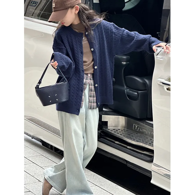 K29733孙小美绞花女童毛衣开衫2025秋新款儿童外套大童秋冬上衣服