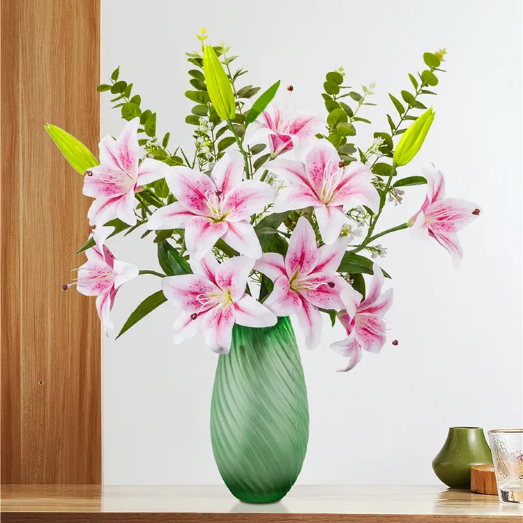 百合满天星仿真花束高品质摆件家居餐桌花艺小清新假花创意花缀化