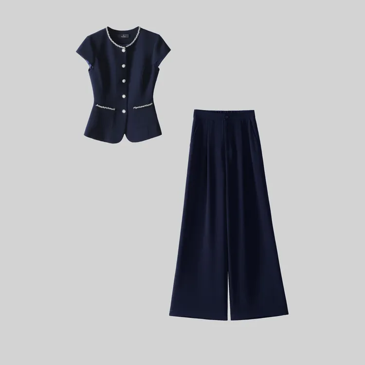 〈纪朵研〉H336时尚新款休闲套装马甲修身显瘦夏季通勤两件套